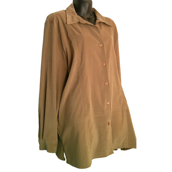 Christopher & Banks Women's XL Button-down Olive/Tan, Jacket Closet Staple - Picture 3 of 6